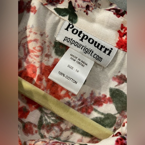 NWOT Potpourri Size 1X Rose Floral Print Button Down Denim Shacket Top Pockets - Picture 12 of 12